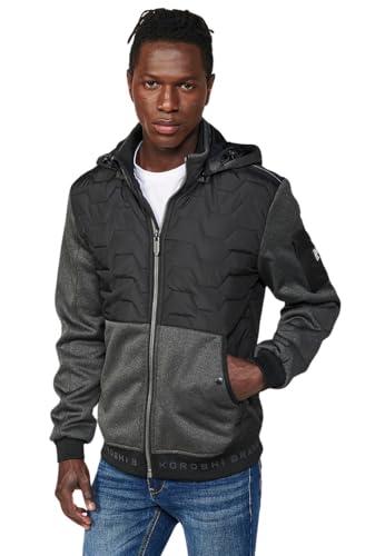 Koroshi Chaqueta Cazadora acolchada en dos telas con Cuello con capucha y Bolsillos delanteros color Negro para Hombre, de color NEGRO, Talla L