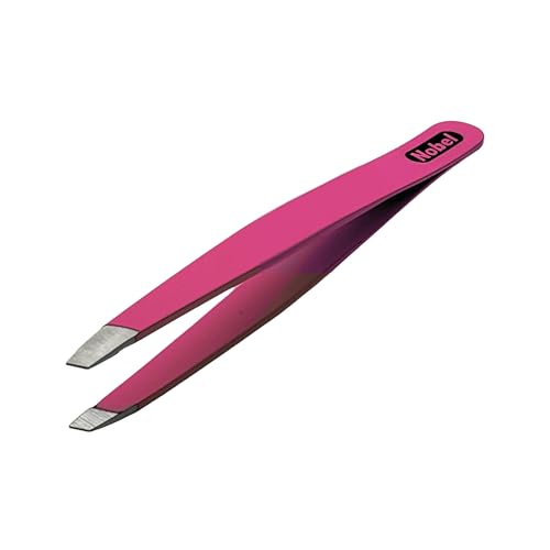 Nobelcrafts Pinzas profesionales de acero inoxidable – Pinzas de borde inclinado para cejas, cabello encarnado y astillas (magenta)
