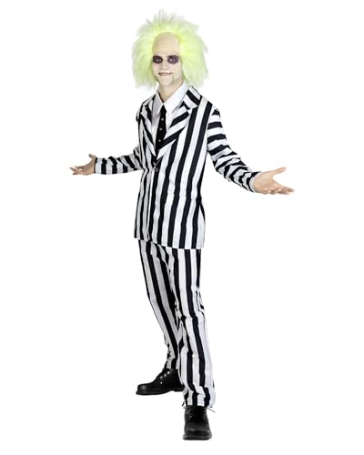 Funidelia Disfraz Oficial de Beetlejuice para Hombre con americana, pantalón y corbata, Traje de Bitelchús para Adulto Tim Burton, Disfraces de Carnaval, Halloween y Fiestas – Talla S
