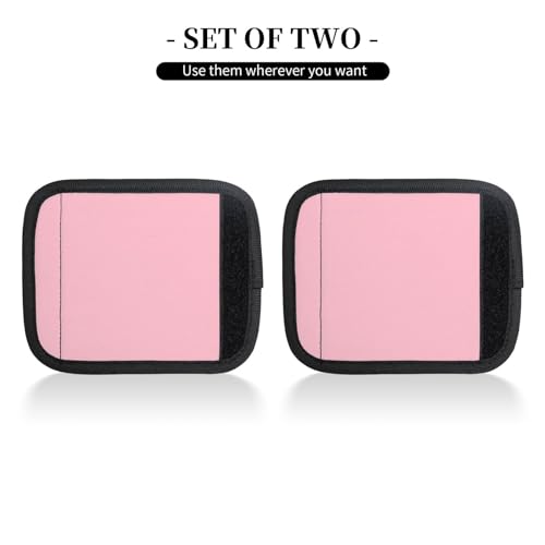 2 Pcs Luggage Handle Wraps, Solid color pink Print Grip Handle Cover/Travel Bag Identifier for Suitcase Accessories2
