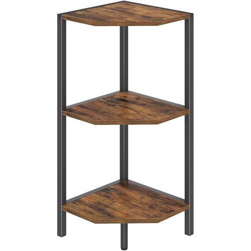 Creso hom Corner Shelf, 3-Tier Industrial Corner Bookshelf with Metal