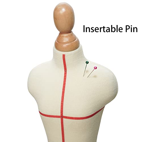 Lavandeform Female Dress Form Mannequin(Not Full Size Body Height 12.8 Inch For Sewing, 1/3 Size Female Tailor Dressmaker Dummy For Pattern Making Fully Pinnable Mannequin With Wooden Stand (1/3) #TOP4
