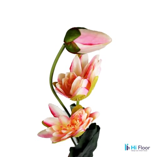 Image of Enhance Your Space with Artificial Leaf Decor Foliage for Stunning Interiors Decorative Items for Home;Office; Room; Living Room; Table; (Without Vase) (Pack of 2, Lotus)