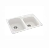 Swanstone KS03322DB.010 Solid Surface 1-Hole Dual Mount Double-Bowl Kitchen Sink, 33-in L X 22-in H
