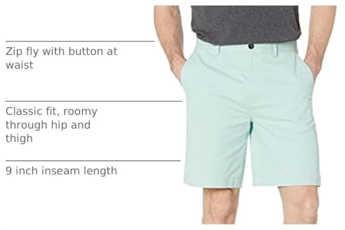 Image of Amazon Essentials Men's Classic-Fit 9 inch Cotton Twill Chino Shorts with Button-Through Pockets