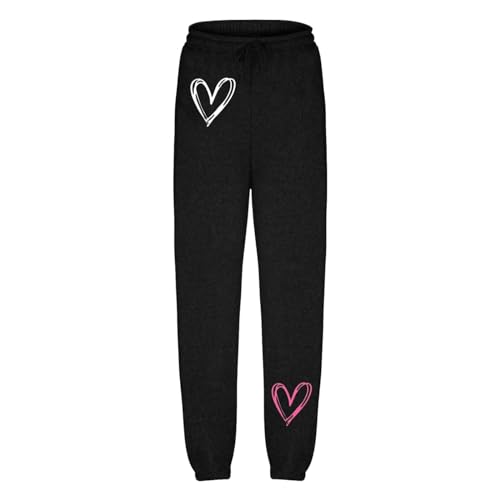 Women's Sweatpants Heart Print Elastic Waist Drawstring Bound Foot Trousers Summer Running Workout Pants with Pockets3