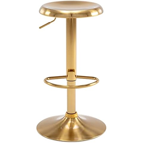 Adjustable Round Metal Bar Stool for Kitchen, Counter and Pub Cafe (Gold) Cover