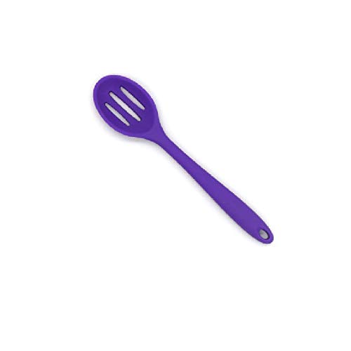 Cucharas de silicona ranurada cuchara grande de silicona cuchara escurridora cuchara de mango largo cuchara colador de cocina espátula antiadherente utensilios de cocina (color: D) (D)