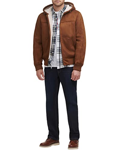 Image of Levi's Men's Buffed Cow Faux Leather Hoody Bomber