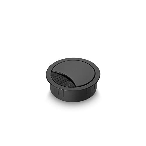 Eisnhauer Kabeldose Edelstahl schwarz lackiert 60 mm für mehrere Kabel geeignet Bürstendichtung und Abnehmbarer Deckel Höhe ca. 21 mm