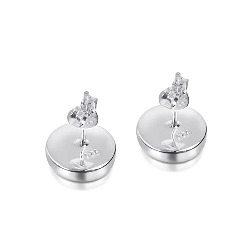 Aeravida Dainty Casual Round 10Mm Swirl Shiva Shell .925 Silver Post Earrings #TOP2