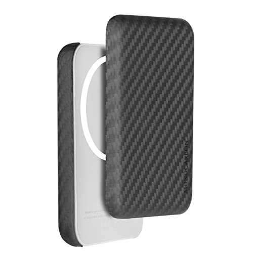 Monocarbon Real Carbon Fiber Case Compatible With Magsafe Battery Pack, Slim Ultra-Thin Shockproof Cover, Lightweighter Anti-Scratch Cover Case For Magsafe Portable Charger, Matte Finish. #TOP23