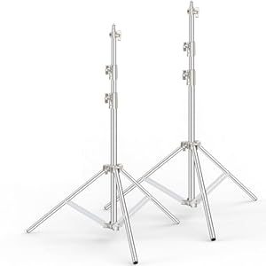 9.2 FT Stainless Steel Light Stand Photography, 2 Pack Heavy Duty Photography Tripod Stand with 1/4” to 3/8” Screw Adapter for Strobe,LED Video Light,Ring Light, Monolight, Softbox