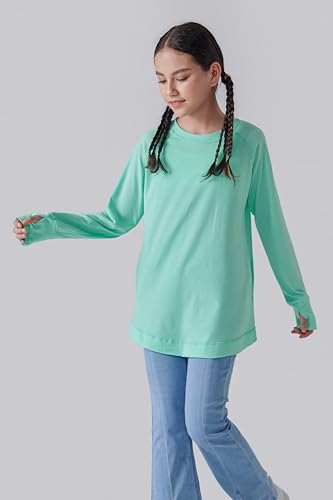 Image of Liberty Pro 2-Pack Girls' Loose Fit Long Sleeve Tunic Tops with Pockets and Thumb Holes, Casual T Shirts for Tween Kids