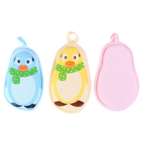 SHINEOFI 3 Esponjas de Baño para Bebé, con Forma de Pingüino, Colores Surtidos, Algodón, Bolas de Baño para Baby Shower, Artículos Esenciales de Baño.