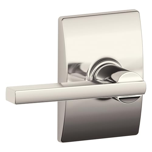 Image of Schlage Latitude Hall /Closet Passage Handle, Reversible, Polished Nickel | Hall or closet lever door handle with no lock, Easy to install, Certified durability, Universal fit