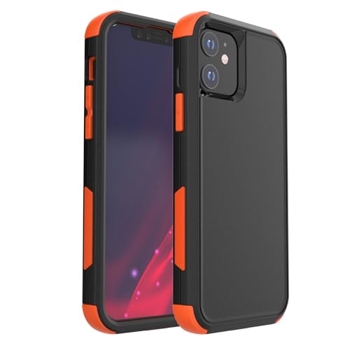 pdxox for iPhone 12 & iPhone 12 Pro Case 3-Layer with MagSafe,Black/Orange