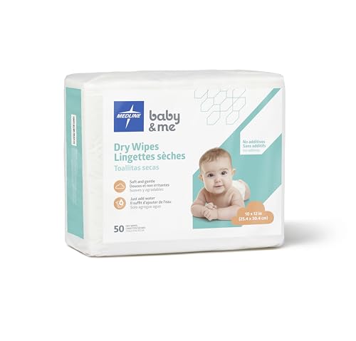 Image of Medline Ultrasoft Disposable Dry Cleansing Cloths, Fragrance-Free, 10 x 13 inches, 50 per Bag, One Bag