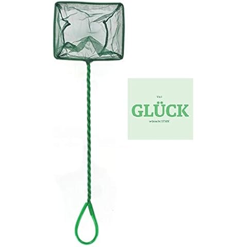 STMK Aquarium-Netz Kescher 36cm, hochwertiges Fangnetz aus reißfestem Nylon für Aquarien, Netzgroße 15 cm, ermöglicht das leichte und schonende Herausfangen von Fischen+ gratis Glück Aufkleber Cover
