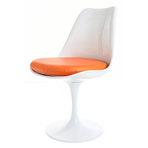 Fusion Living Chaise latérale pivotante Blanc Brillant et Orange PU