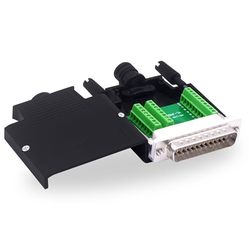 YARCHONN DB25 Male Solderless Connector Breakout Board RS232 D-SUB 25 Pin Serial Adapter Terminal Block with Case (Male)