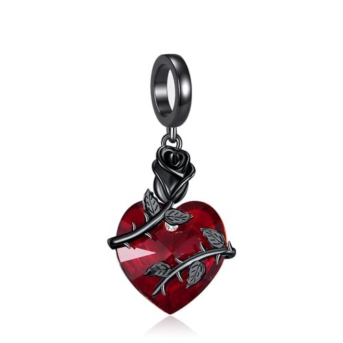 Abalorio de plata de ley 925 de corazón gótico, regalo ideal para mujeres