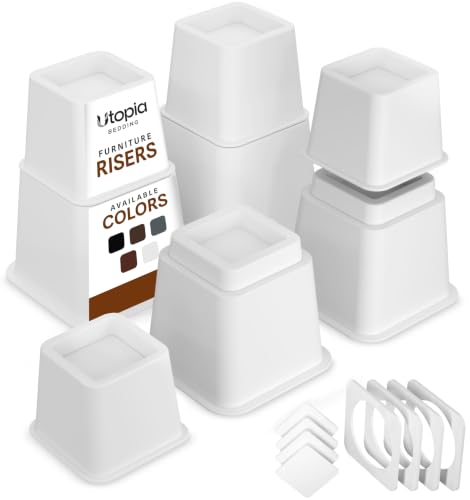 Utopia Bedding Bed Riser 3 & 5 Inches Adjustable, Supports Up to 1300 lbs — White