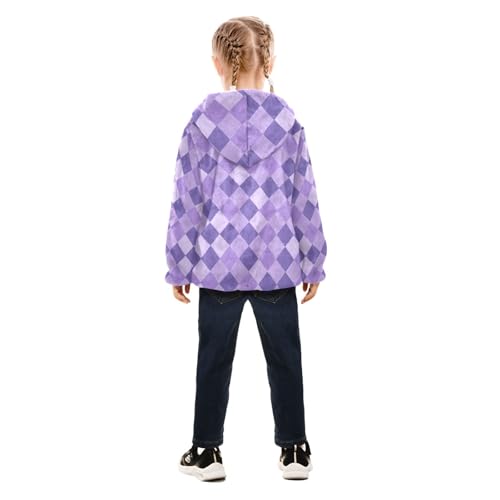 GuoChe Plaid Purple Deep Purple White Light Purple Toddler Girl Fleece Jacket4