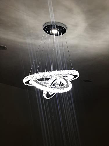 Image of Crystal Chandelier 105, 145, 185 Inch Ring / Chandelier Led Light Fixtures Hanging Ring Foyer Bedroom Pendant Lights (105'' & 145 & 185'' Inch Dia, White)