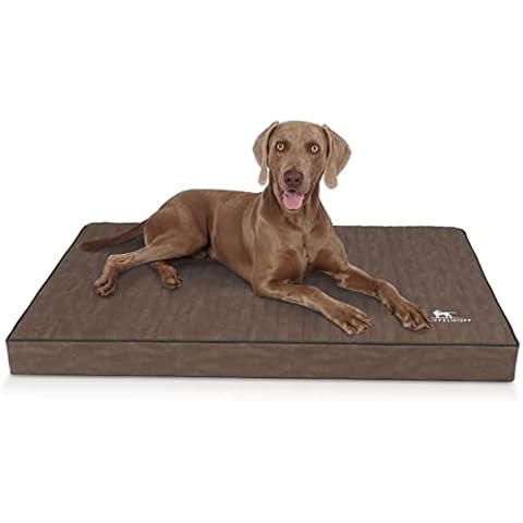 Knuffelwuff orthopädische Hundematte Palomino aus Laser-gestepptem Kunstleder XL 100 x 70 Braun Cover