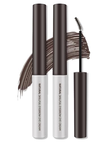 Erinde 2PCS Tinted Eyebrow Gel, Micro-Precision Adjustable Angle Brush Tinted Brow Gel, Waterproof Long-Lasting Smudgeproof Eyebrow Mascara Brow Tint for Natural Brow Makeup 02#