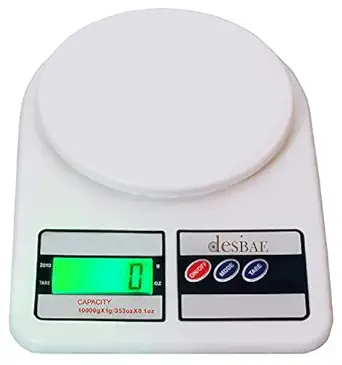 Desi BAE Multipurpose Portable Electronic Digital Food Weighing Scale Weight Machine For Kitchen, Kitchen scale, fitness scale, Home and Baking (1 Gm -10 Kg - with Back Light)
