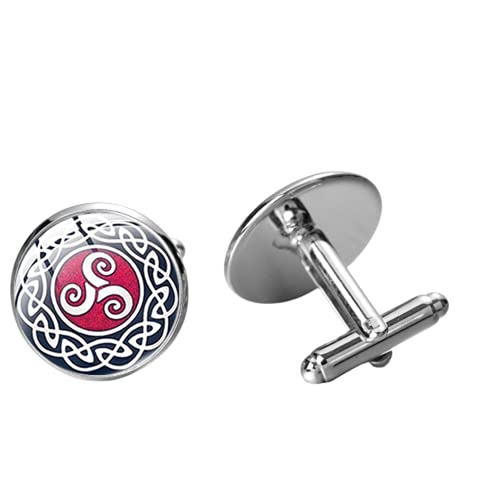 Boutons de manchette classiques en verre avec symbole de triskel celtique Cover