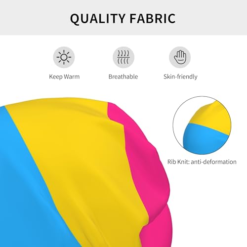 Pansexuality Pride Flag Children Hip Hop Knitted Hat Kids Elastic Leisure Knit Cap Warm Sleep Beanies Black3