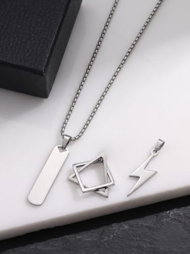 Image of Urban Tag Collection | Stainless Steel Pendant Chain Necklace For Men And Boys | Silver and Black Colour | Anniversary Birthday Gifts