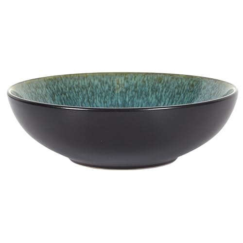 HOME DECO FACTORY, KA0435, Elegante Piatto Fondo in Ceramica Resistente, Design Moderno, Ideale per Zuppe e Piatti, di Facile Manutenzione, 185 cm, Verde e Nero