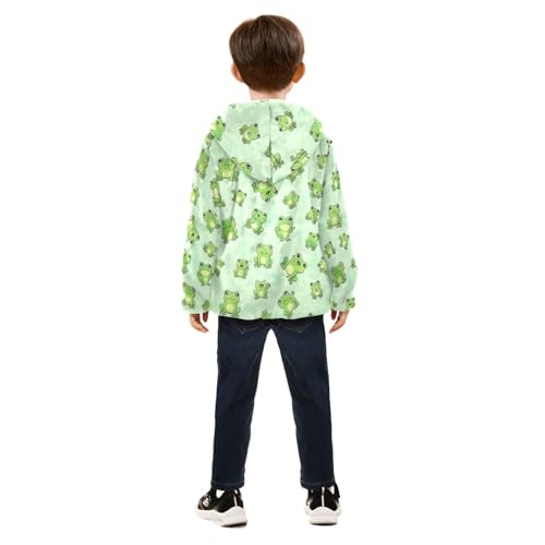 Cute Green Frogs Toddler Boy Comfy Warm Sweatshirt Jacket with Polar Fleece Lining 3T4