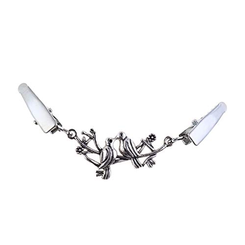 Vkospy Las Mujeres Chaqueta de Punto de Clip Aves Diseño de la Blusa del Collar Retro Cierres Mujeres Broche alfiler Chal Clips Cuello de la Camisa Retro Cierres 1