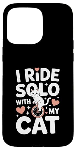 I Ride Solo With My Cat Funny Cat Lover ���[���A �X�}�z�P�[�X iPhone 15 Pro Max �p