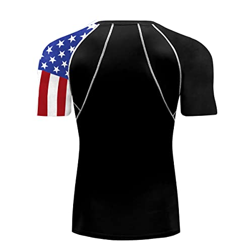 Men's Rash Guard Shirts Sun Protection UPF 50+ Short Sleeve BJJ Jiu Jitsu Workout Swim Compression Shirt3