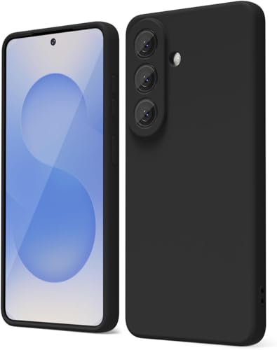 Image of DIZORO Microfiber Candy Case Compatible with Samsung S26 Plus 5G Smooth Touch Cushion Liquid Soft Silicone Gel Rubber Phone Cases Non-Slip Full Body Protective Shockproof Back Cover OG - Black