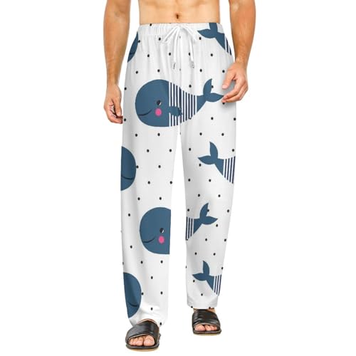 Pantalon bas de pyjama femme long vêtement de nuit fluide Poisson avec poches taille S