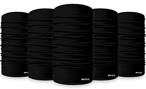 BEACE 3D Face Cover Mask[5 Pack],Raves Seamless Bandana, Headwear,Neck gaiter,Face Scarf,Headband for Women and Men-Dust Wind Sun UV Protection Mask for Raves Music Festivals