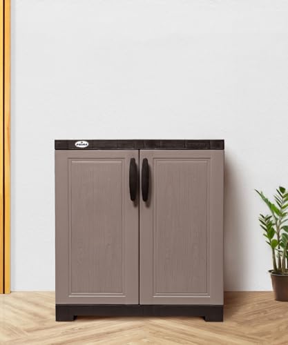 Image of Prima Viva-1 Plastic Storage Cabinet (Small H 2 Ft x W 2 Ft x D 1.6 Ft) | 2 Compartments Multipurpose Organizer for Home & Office | Strong, Stylish & Spacious Cupboard for Clothes & Essentials