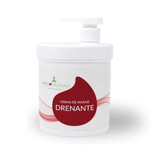 PHYSIOCEUTICALS - Crema Masaje Drenante Profesional 1000ml + Dosificador - Con Vid Roja, Fucus y Cola de Caballo - Ideal para Piernas Cansadas