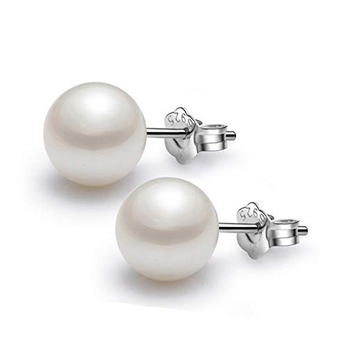 Perle boucles d'oreilles pour les femmes en argent 925 rose blanc rondes