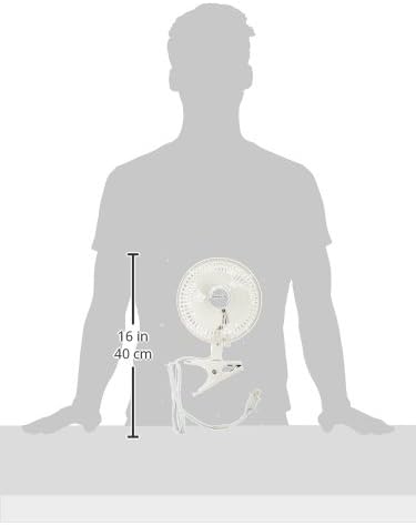 Silhouette of a person with the Comfort Zone CZ6C fan, showing its approximate height of 16 inches (40 cm).