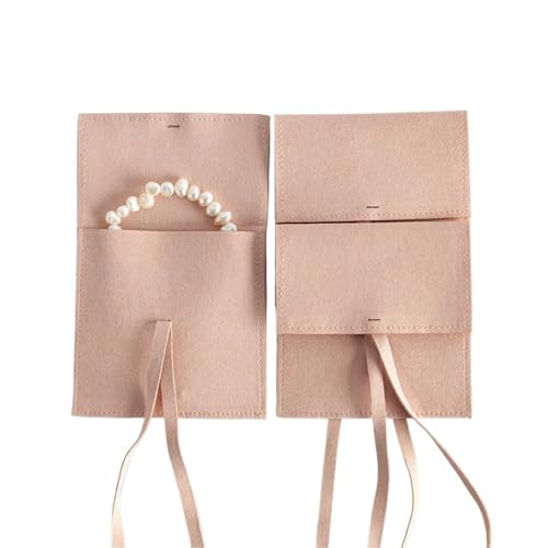 15 bolsas de regalo de microfibra rosa con cordón ajustables para joyas 2