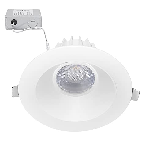 Maxxima 4 In. Low Kelvin Ultra-Thin Recessed Anti-Glare Led Downlight, Canless Ic Rated, 1200 Lumens, 3 Color Temperature Selectable 2200K/2400K/2700K 3 Cct, Dimmable, Junction Box Included #TOP6