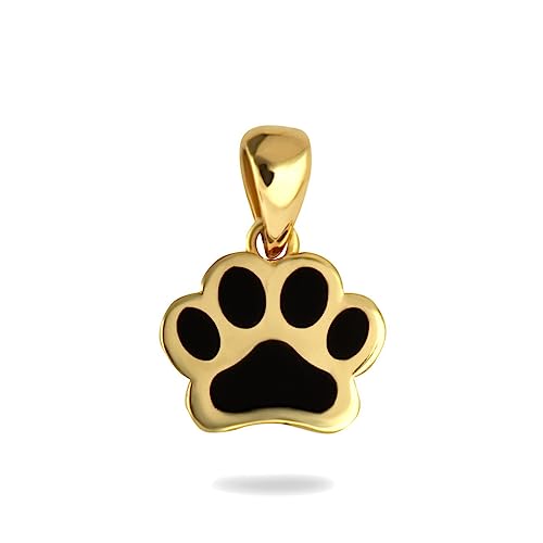 Fine 10k Yellow Gold Dog Paw Print Enamel Pendant
